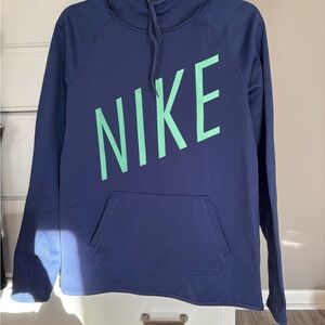 Nike Blue Hoodie with Green Logo Sz Med